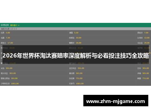 2026年世界杯淘汰赛赔率深度解析与必看投注技巧全攻略